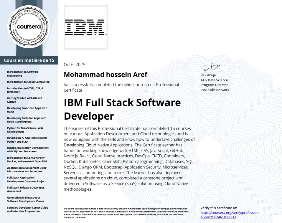 IBM Full Stack Software Developer